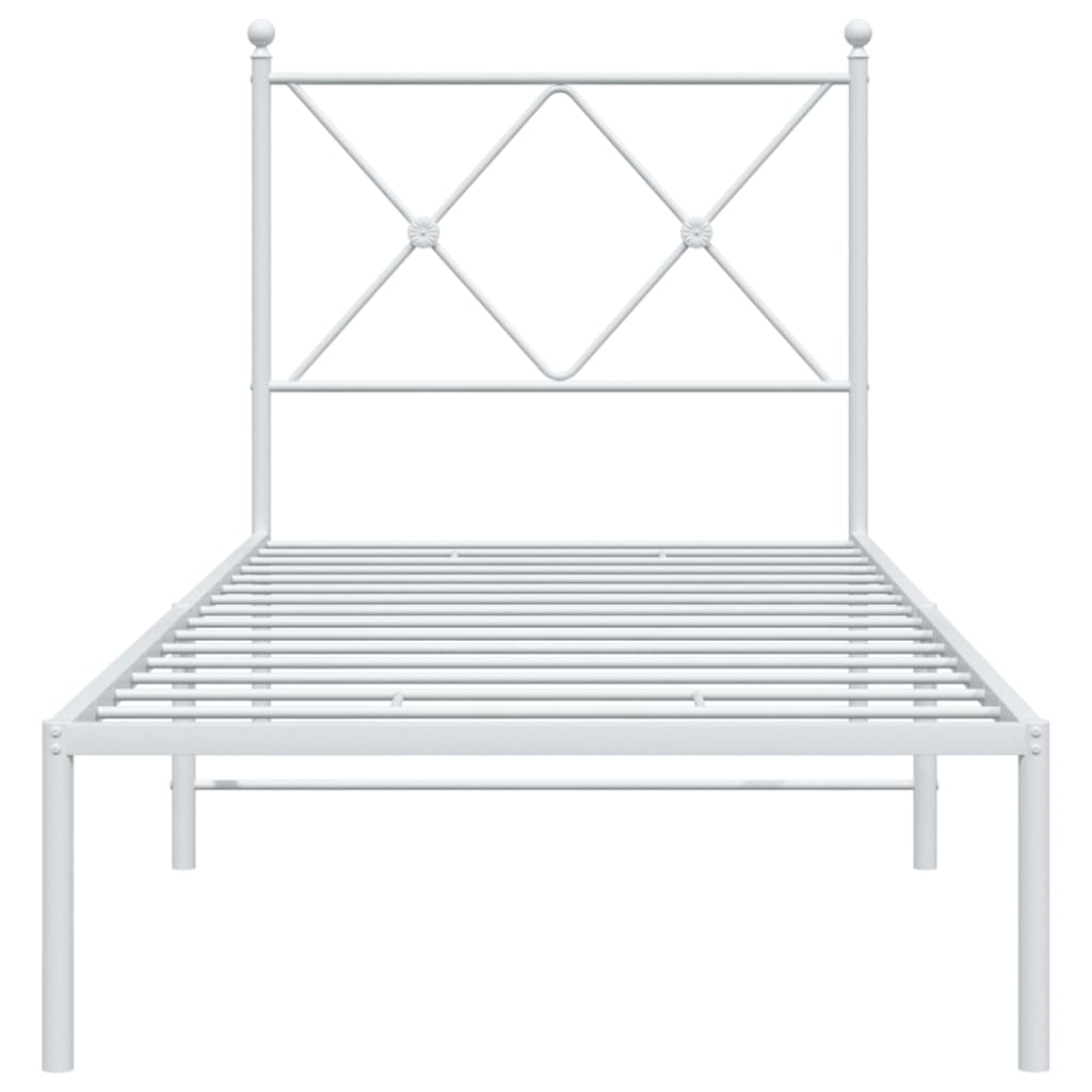 Bedframe met hoofdbord zonder matras metaal wit 75x190 cm is nu te koop bij PeponiXL, paradijselijk wonen!