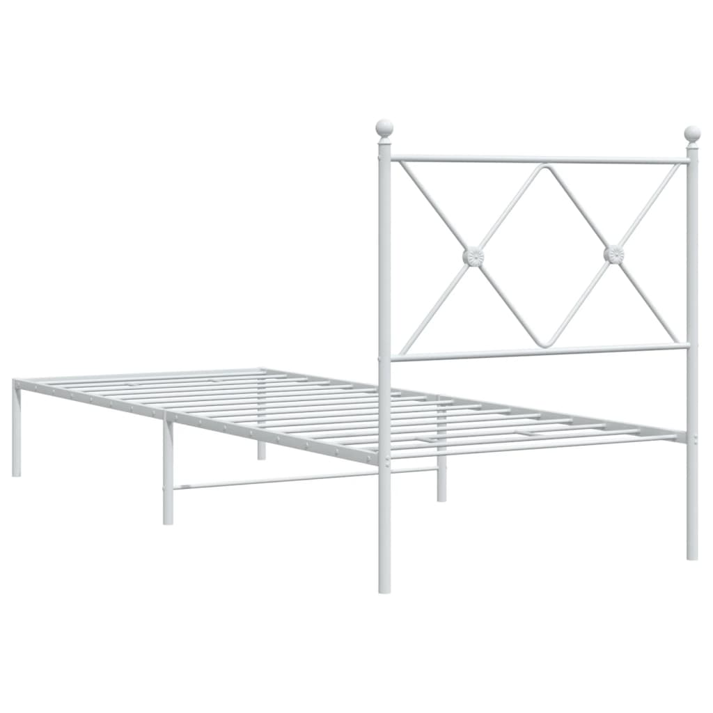 Bedframe met hoofdbord zonder matras metaal wit 75x190 cm is nu te koop bij PeponiXL, paradijselijk wonen!