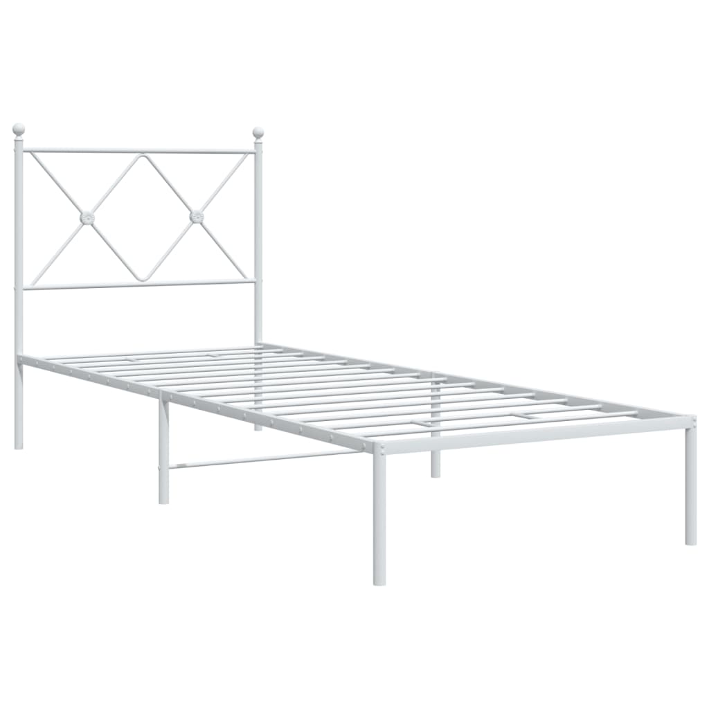Bedframe met hoofdbord metaal wit 80x200 cm is nu te koop bij PeponiXL, paradijselijk wonen!