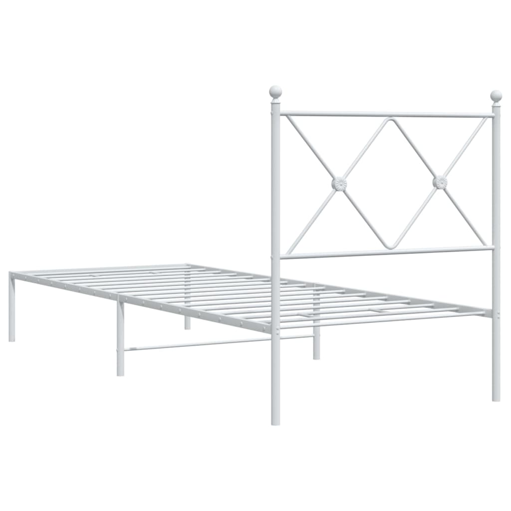 Bedframe met hoofdbord metaal wit 80x200 cm is nu te koop bij PeponiXL, paradijselijk wonen!