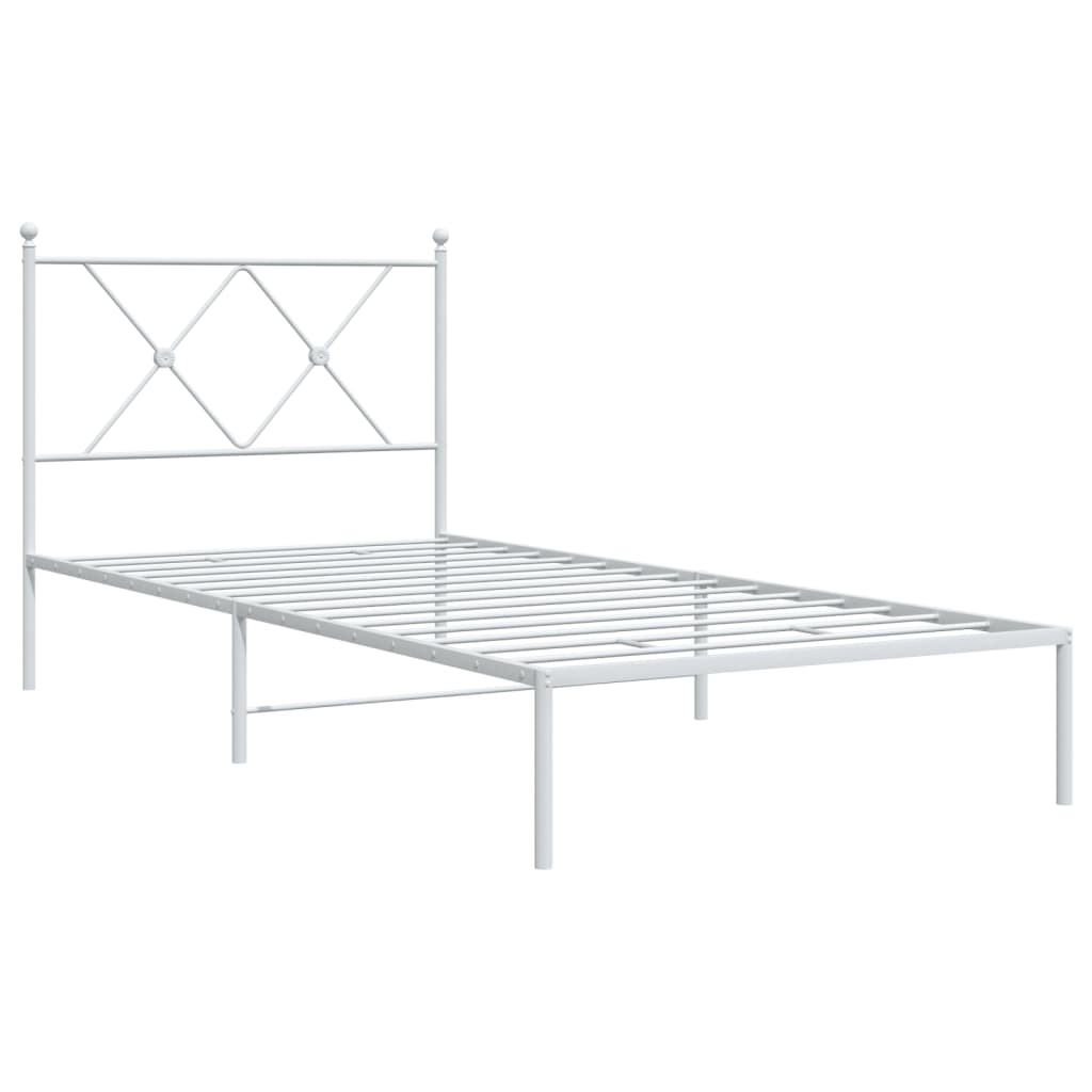 Bedframe met hoofdbord metaal wit 90x190 cm is nu te koop bij PeponiXL, paradijselijk wonen!