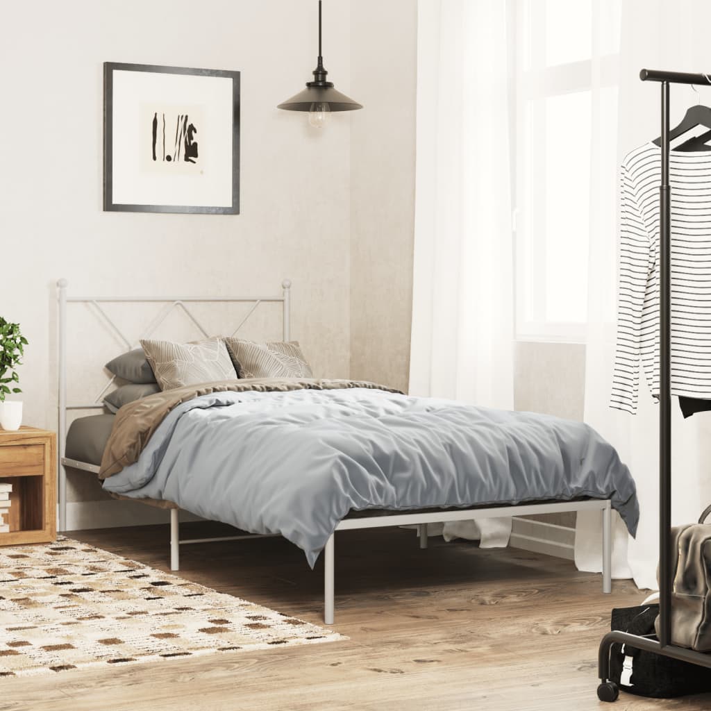 Bedframe met hoofdbord metaal wit 90x190 cm is nu te koop bij PeponiXL, paradijselijk wonen!