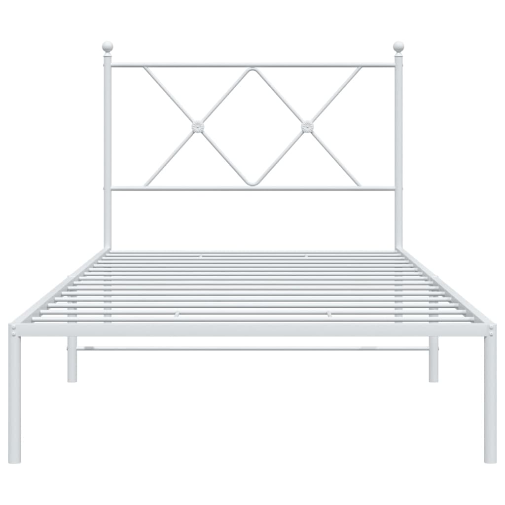 Bedframe met hoofdbord metaal wit 90x190 cm is nu te koop bij PeponiXL, paradijselijk wonen!