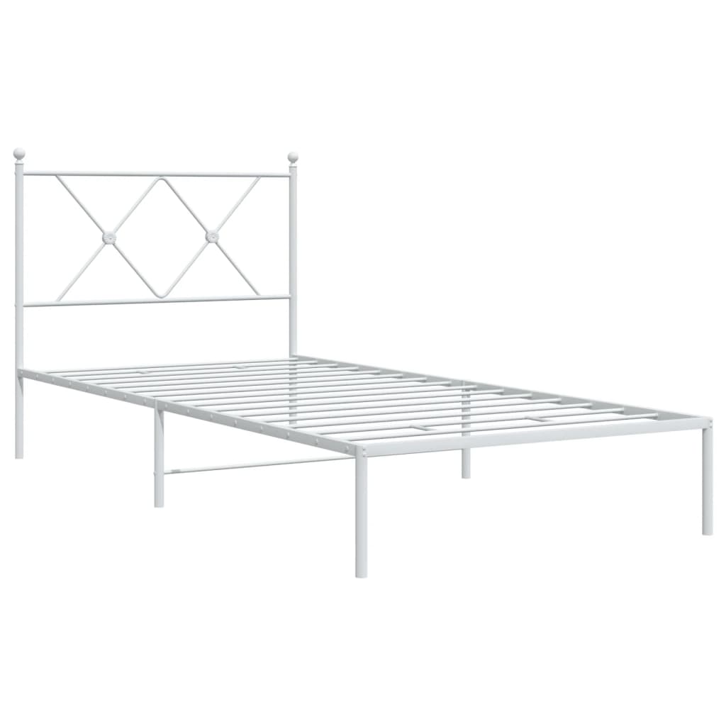 Bedframe met hoofdbord metaal wit 90x200 cm is nu te koop bij PeponiXL, paradijselijk wonen!
