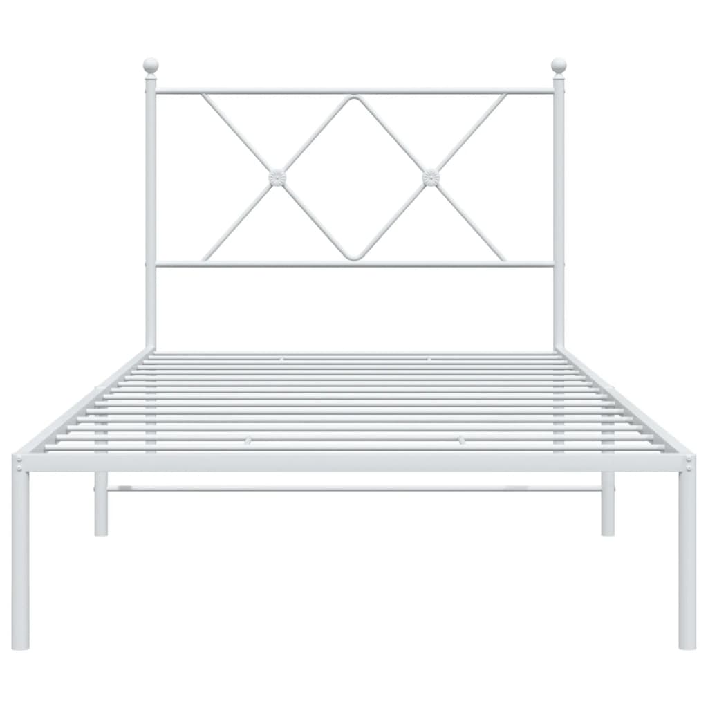 Bedframe met hoofdbord metaal wit 90x200 cm is nu te koop bij PeponiXL, paradijselijk wonen!