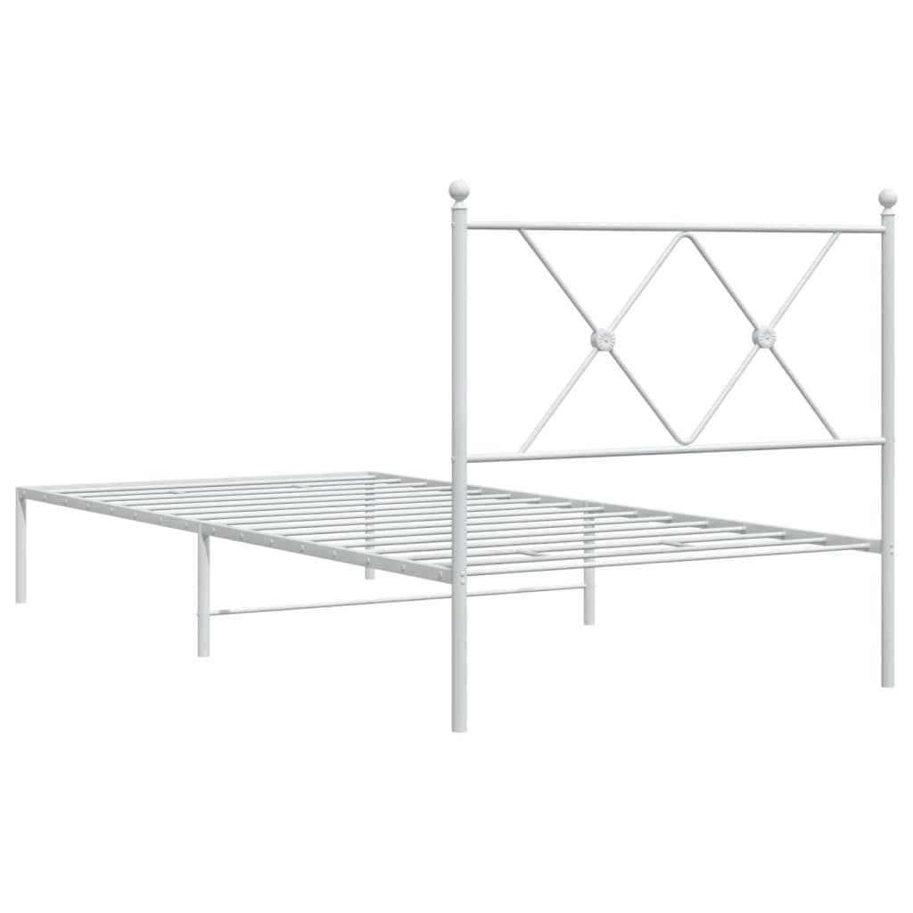 Bedframe met hoofdbord metaal wit 90x200 cm is nu te koop bij PeponiXL, paradijselijk wonen!