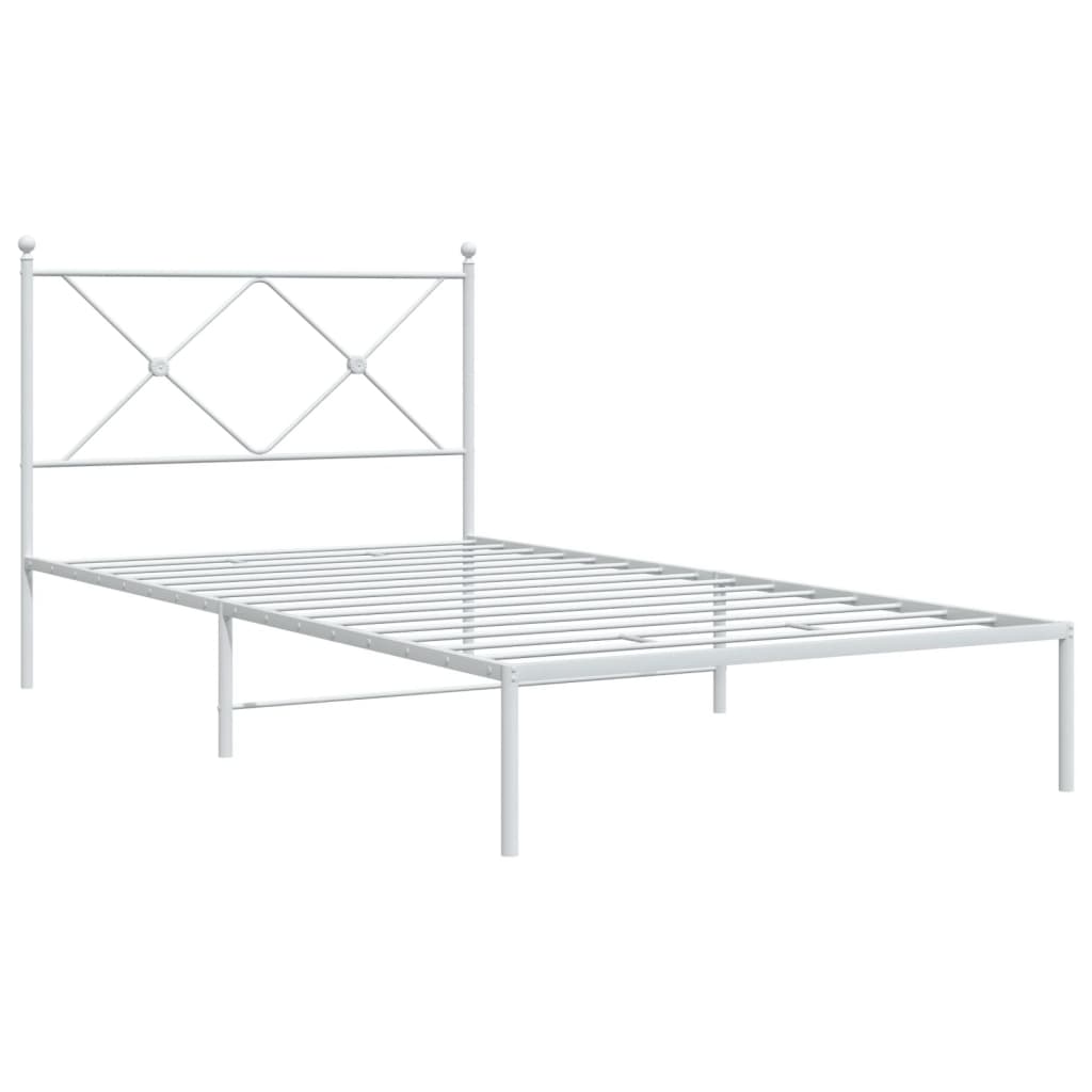 Bedframe met hoofdbord metaal wit 100x190 cm is nu te koop bij PeponiXL, paradijselijk wonen!