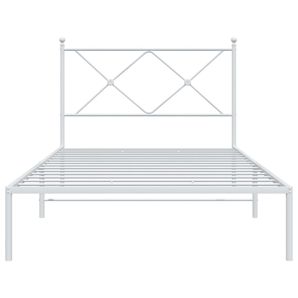 Bedframe met hoofdbord metaal wit 100x190 cm is nu te koop bij PeponiXL, paradijselijk wonen!