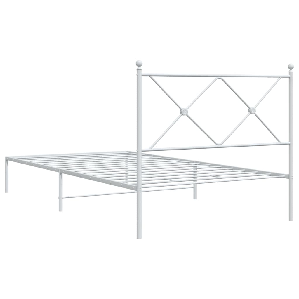 Bedframe met hoofdbord metaal wit 100x190 cm is nu te koop bij PeponiXL, paradijselijk wonen!