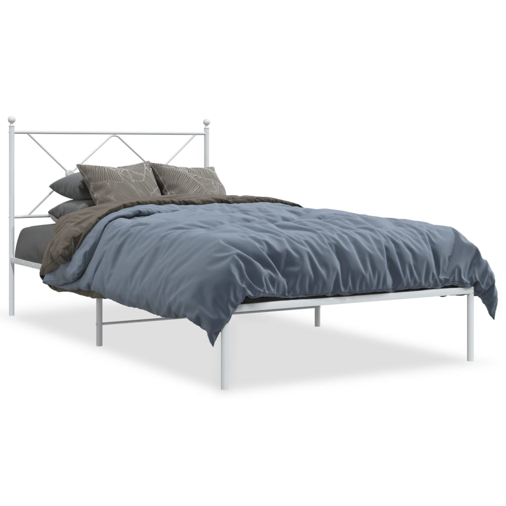 Bedframe met hoofdbord metaal wit 100x190 cm is nu te koop bij PeponiXL, paradijselijk wonen!