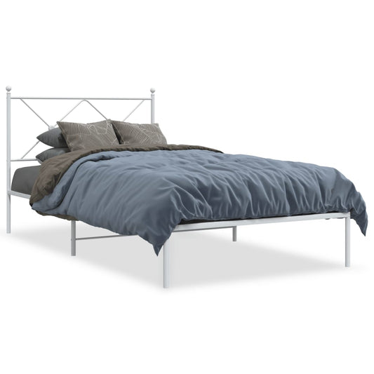 Bedframe met hoofdbord metaal wit 100x190 cm is nu te koop bij PeponiXL, paradijselijk wonen!