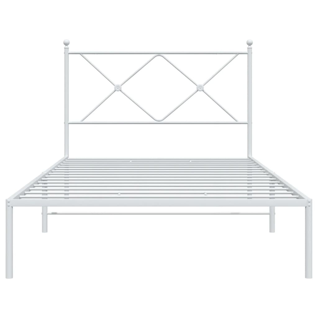 Bedframe met hoofdbord metaal wit 100x200 cm is nu te koop bij PeponiXL, paradijselijk wonen!