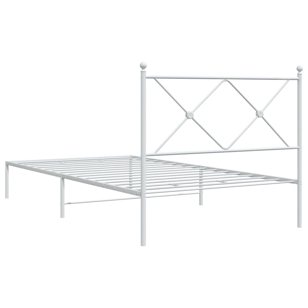 Bedframe met hoofdbord metaal wit 100x200 cm is nu te koop bij PeponiXL, paradijselijk wonen!