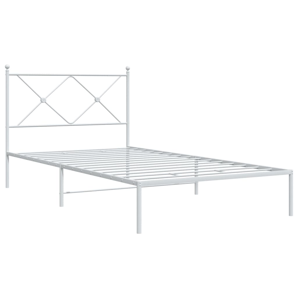 Bedframe met hoofdbord metaal wit 107x203 cm is nu te koop bij PeponiXL, paradijselijk wonen!