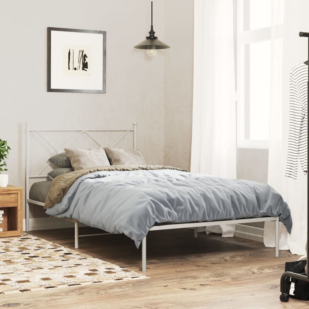 Bedframe met hoofdbord metaal wit 107x203 cm is nu te koop bij PeponiXL, paradijselijk wonen!