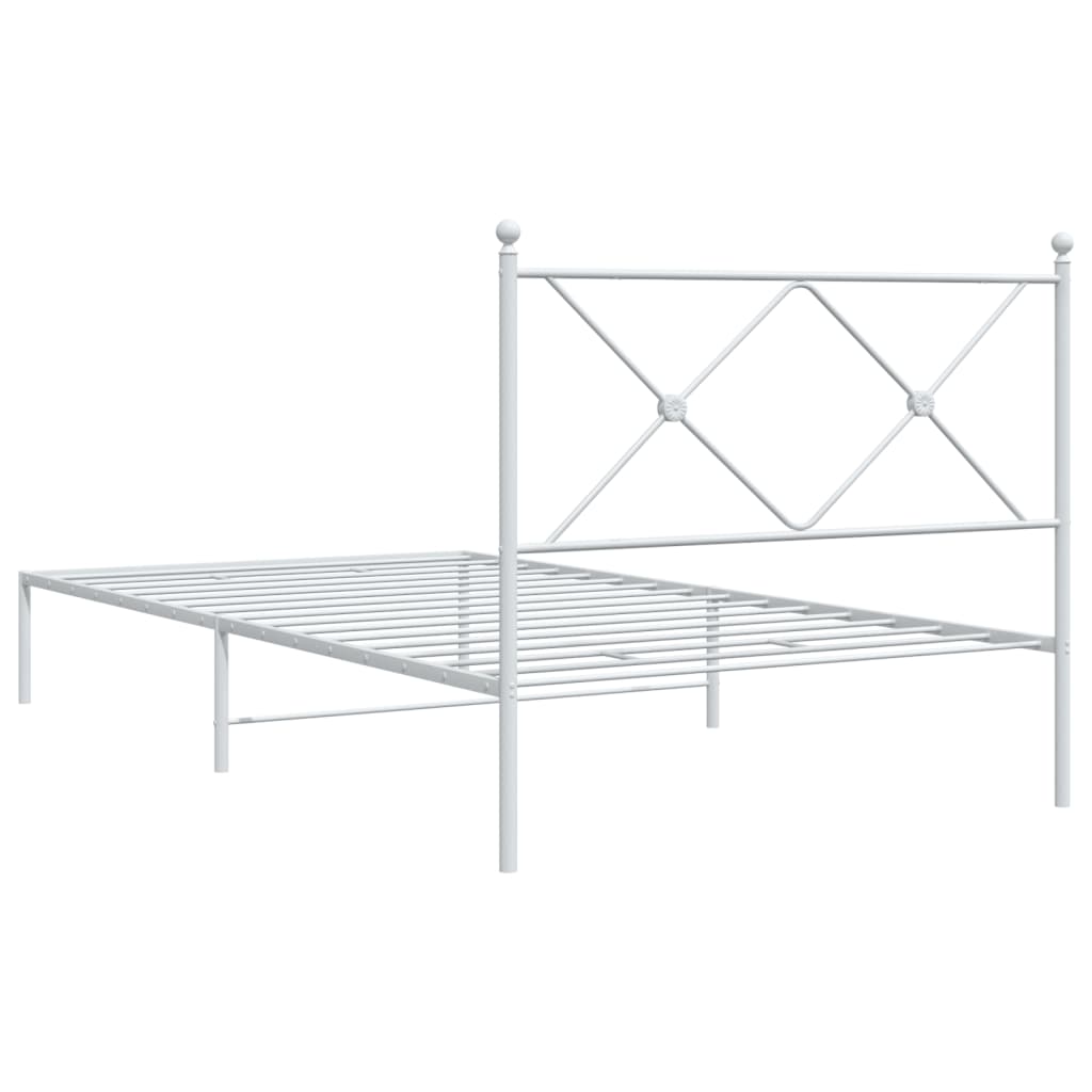 Bedframe met hoofdbord metaal wit 107x203 cm is nu te koop bij PeponiXL, paradijselijk wonen!