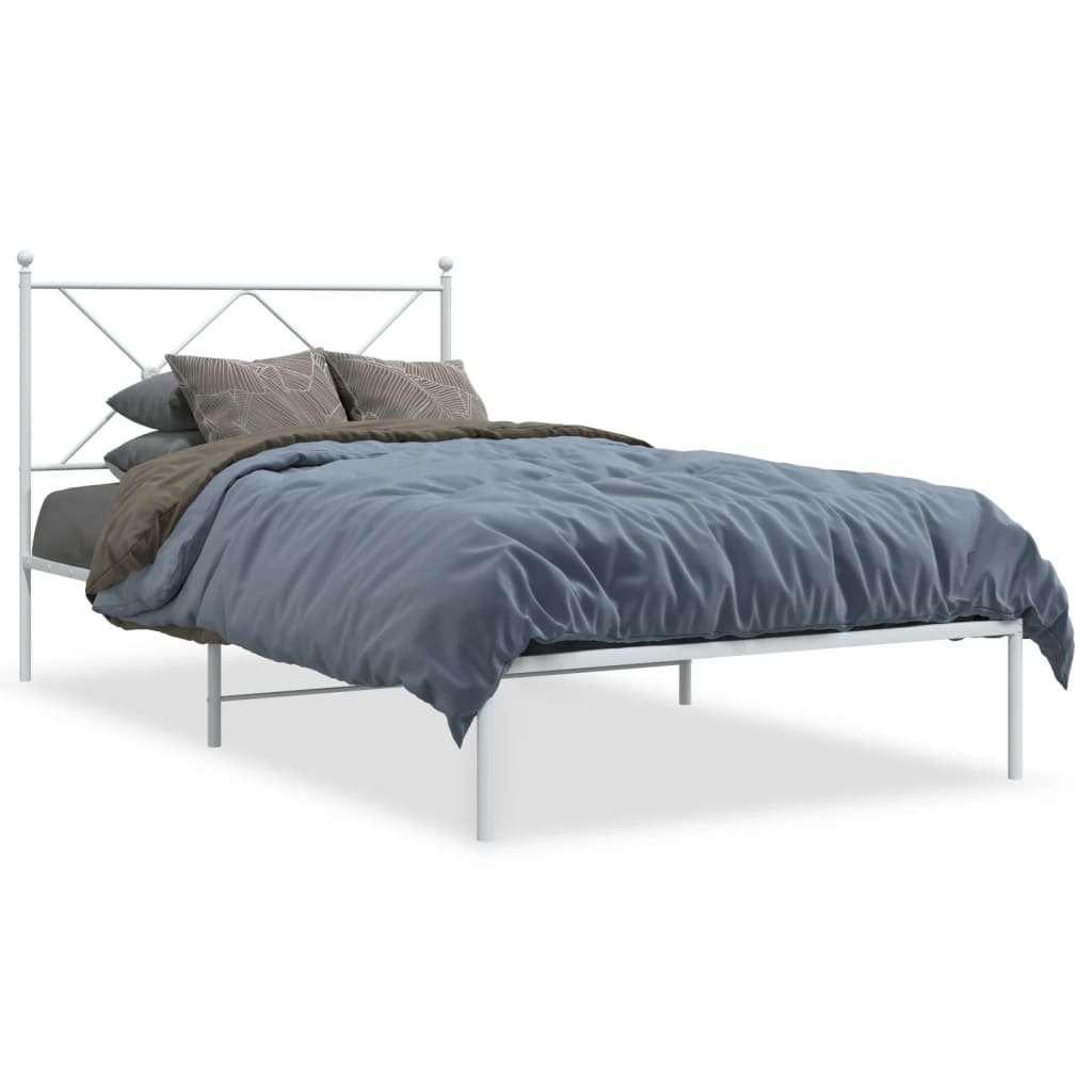 Bedframe met hoofdbord metaal wit 107x203 cm is nu te koop bij PeponiXL, paradijselijk wonen!