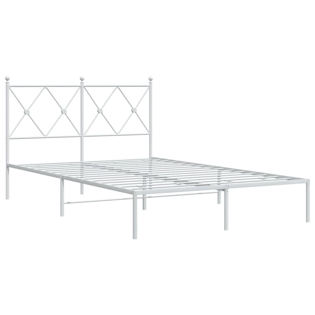 Bedframe met hoofdbord metaal wit 120x190 cm is nu te koop bij PeponiXL, paradijselijk wonen!