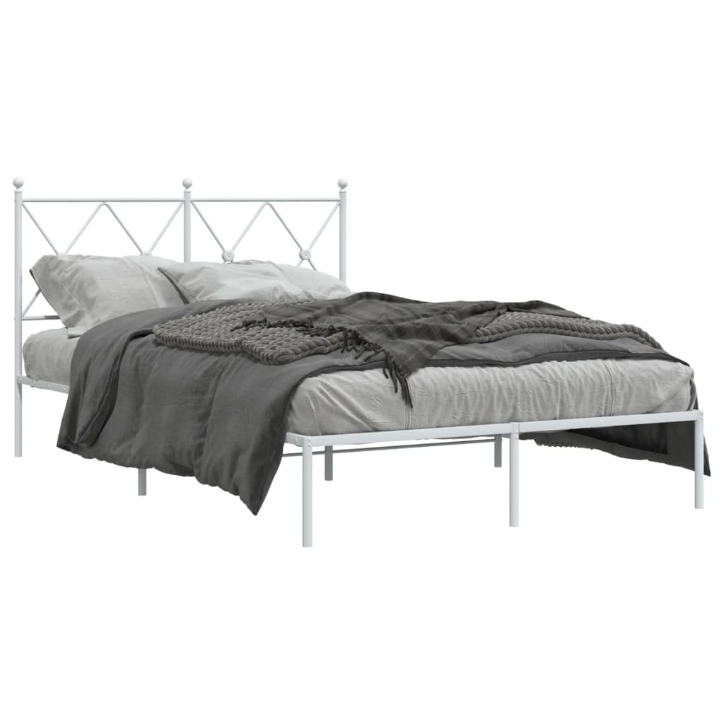 Bedframe met hoofdbord metaal wit 120x190 cm is nu te koop bij PeponiXL, paradijselijk wonen!