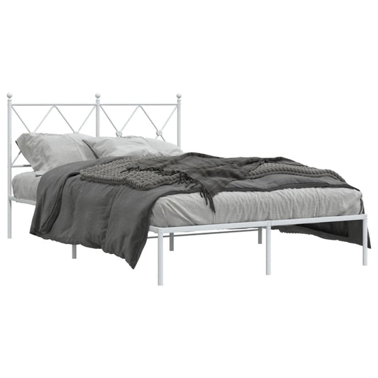 Bedframe met hoofdbord metaal wit 120x190 cm is nu te koop bij PeponiXL, paradijselijk wonen!