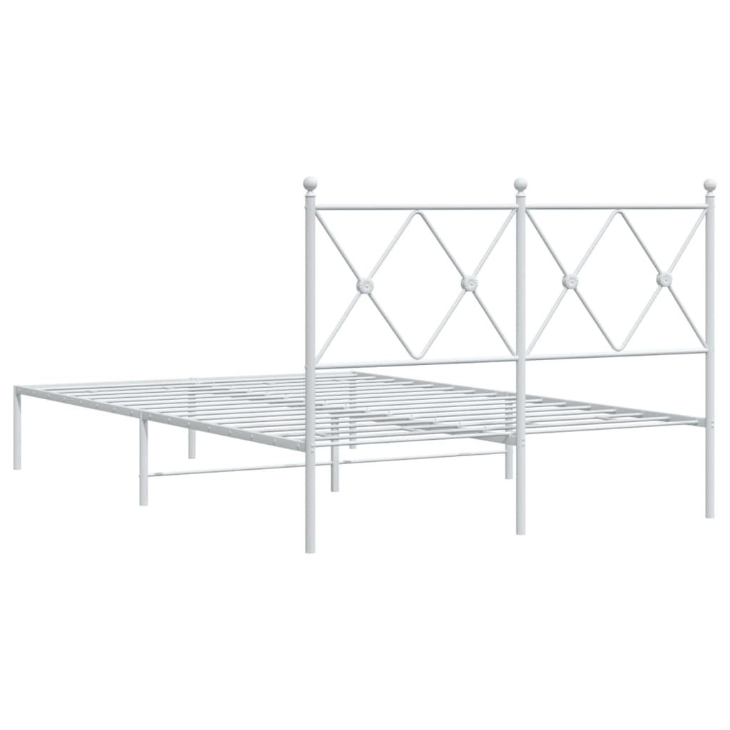 Bedframe met hoofdbord metaal wit 120x200 cm is nu te koop bij PeponiXL, paradijselijk wonen!