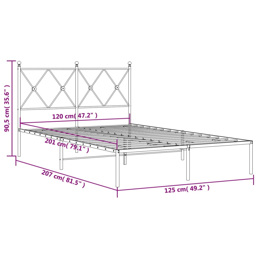 Bedframe met hoofdbord metaal wit 120x200 cm is nu te koop bij PeponiXL, paradijselijk wonen!