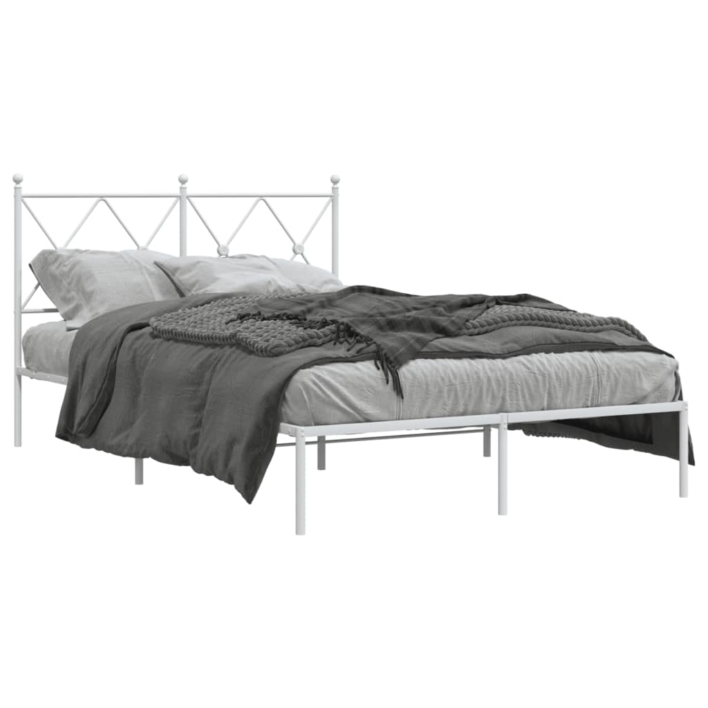 Bedframe met hoofdbord metaal wit 120x200 cm is nu te koop bij PeponiXL, paradijselijk wonen!