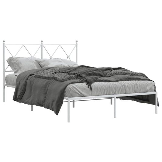 Bedframe met hoofdbord metaal wit 120x200 cm is nu te koop bij PeponiXL, paradijselijk wonen!