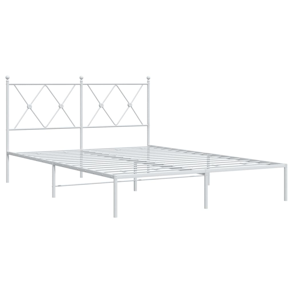 Bedframe met hoofdbord metaal wit 135x190 cm is nu te koop bij PeponiXL, paradijselijk wonen!