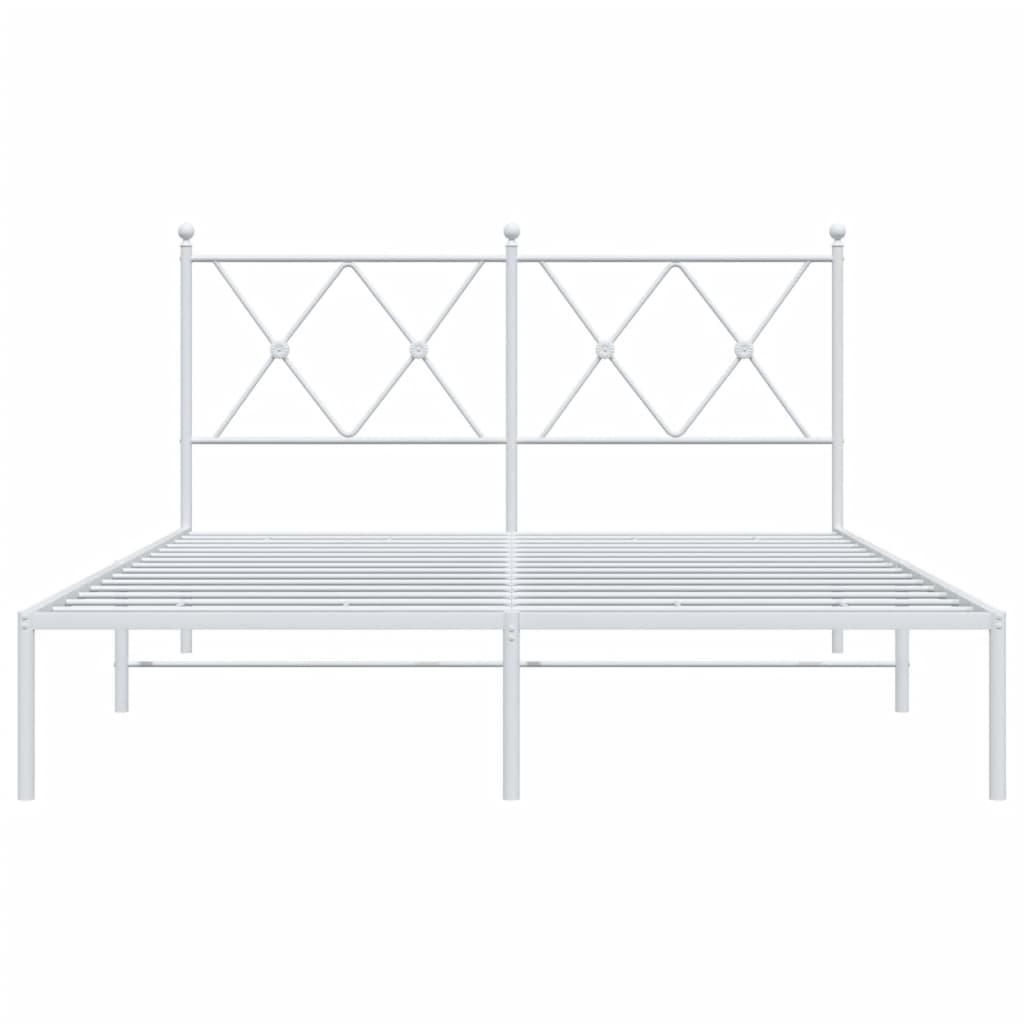 Bedframe met hoofdbord metaal wit 135x190 cm is nu te koop bij PeponiXL, paradijselijk wonen!