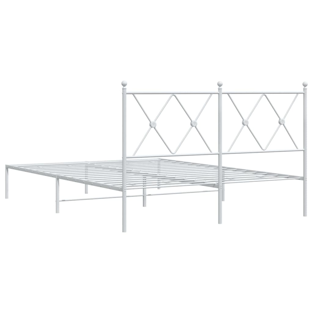 Bedframe met hoofdbord metaal wit 135x190 cm is nu te koop bij PeponiXL, paradijselijk wonen!