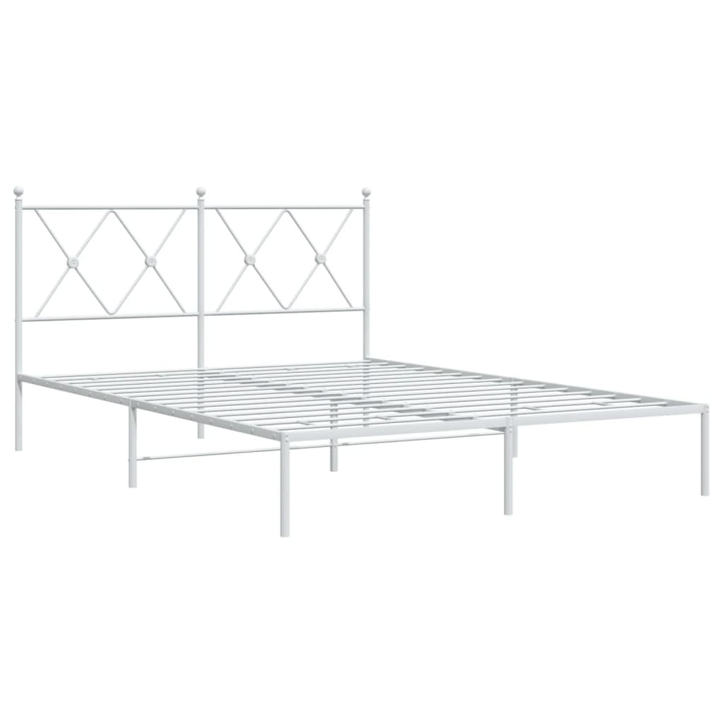 Bedframe met hoofdbord metaal wit 140x190 cm is nu te koop bij PeponiXL, paradijselijk wonen!