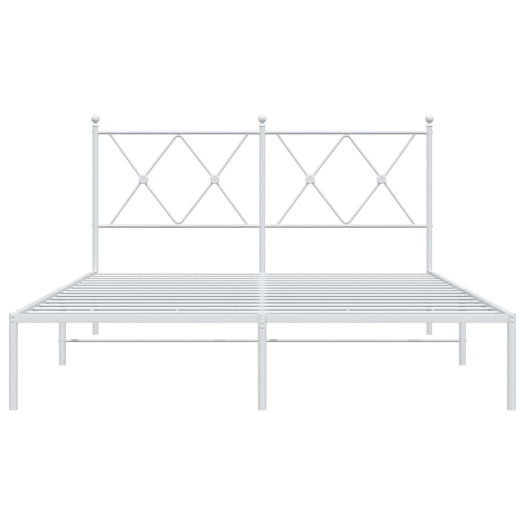 Bedframe met hoofdbord metaal wit 140x190 cm is nu te koop bij PeponiXL, paradijselijk wonen!