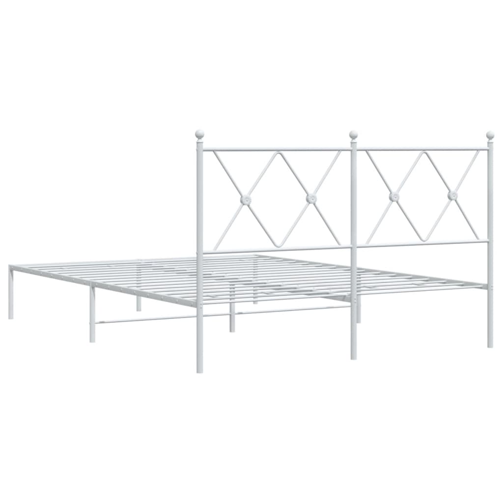 Bedframe met hoofdbord metaal wit 140x190 cm is nu te koop bij PeponiXL, paradijselijk wonen!