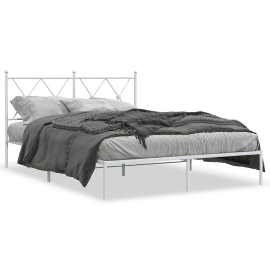 Bedframe met hoofdbord metaal wit 140x190 cm is nu te koop bij PeponiXL, paradijselijk wonen!