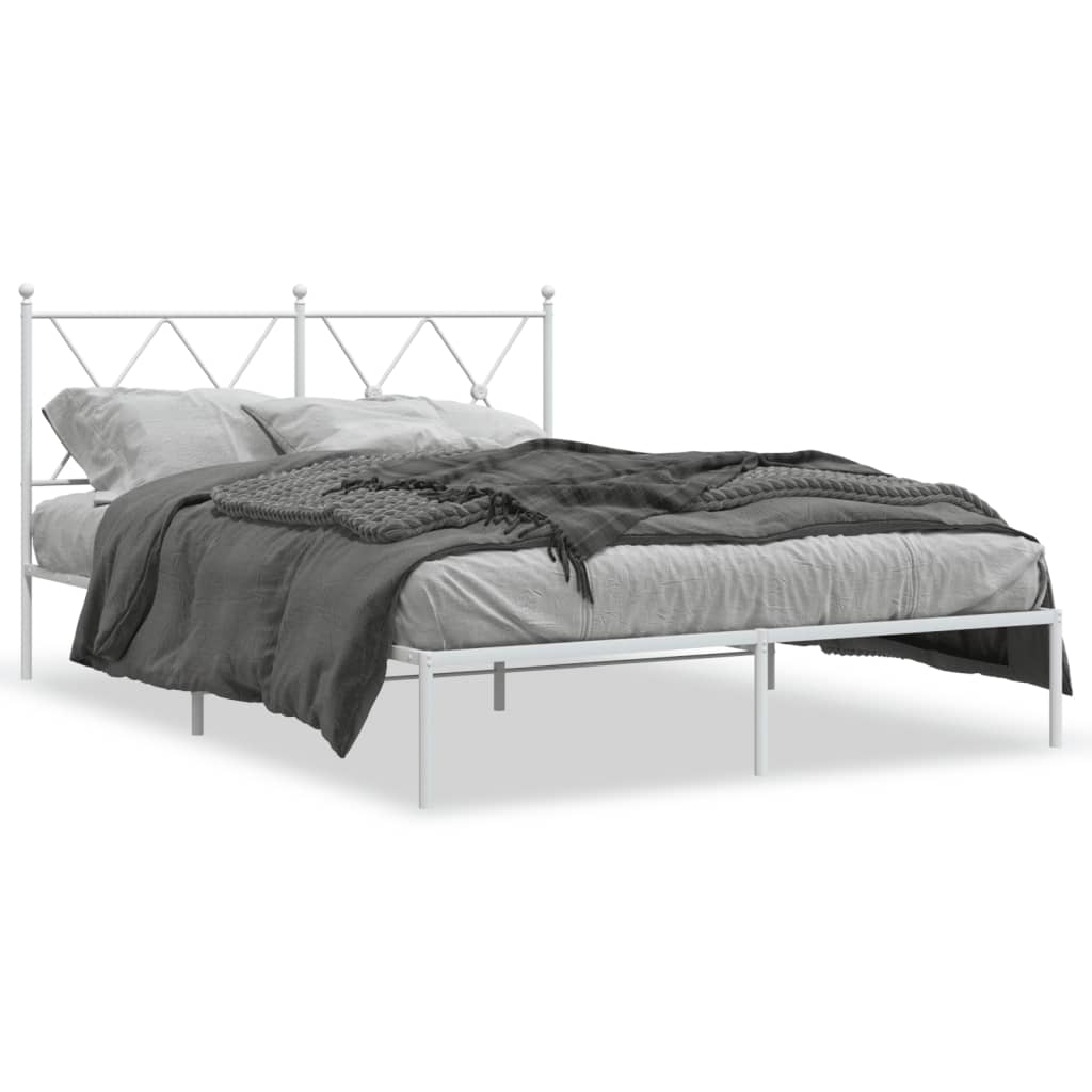 Bedframe met hoofdbord metaal wit 140x200 cm is nu te koop bij PeponiXL, paradijselijk wonen!