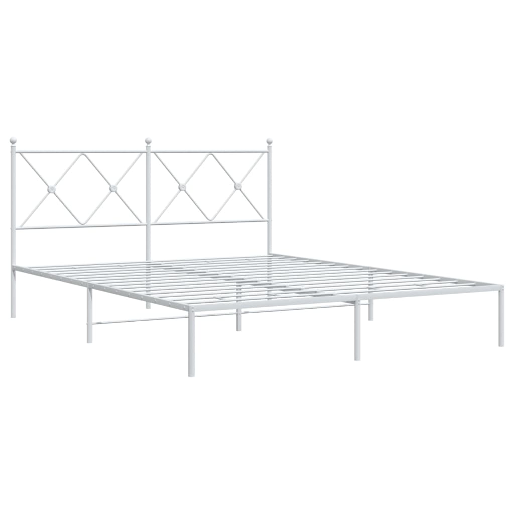 Bedframe met hoofdbord metaal wit 150x200 cm is nu te koop bij PeponiXL, paradijselijk wonen!