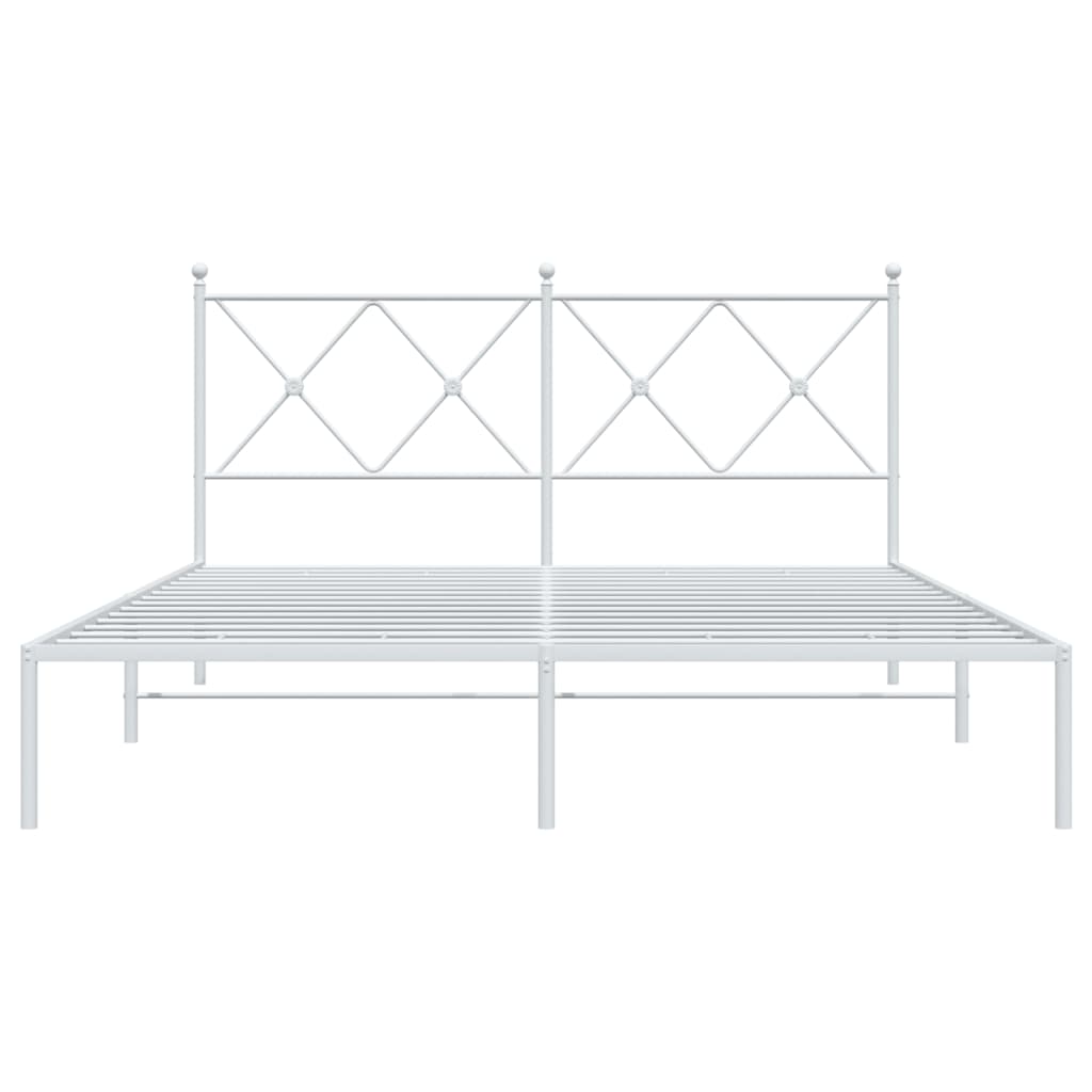 Bedframe met hoofdbord metaal wit 150x200 cm is nu te koop bij PeponiXL, paradijselijk wonen!