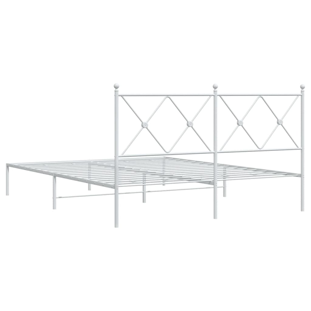 Bedframe met hoofdbord metaal wit 150x200 cm is nu te koop bij PeponiXL, paradijselijk wonen!