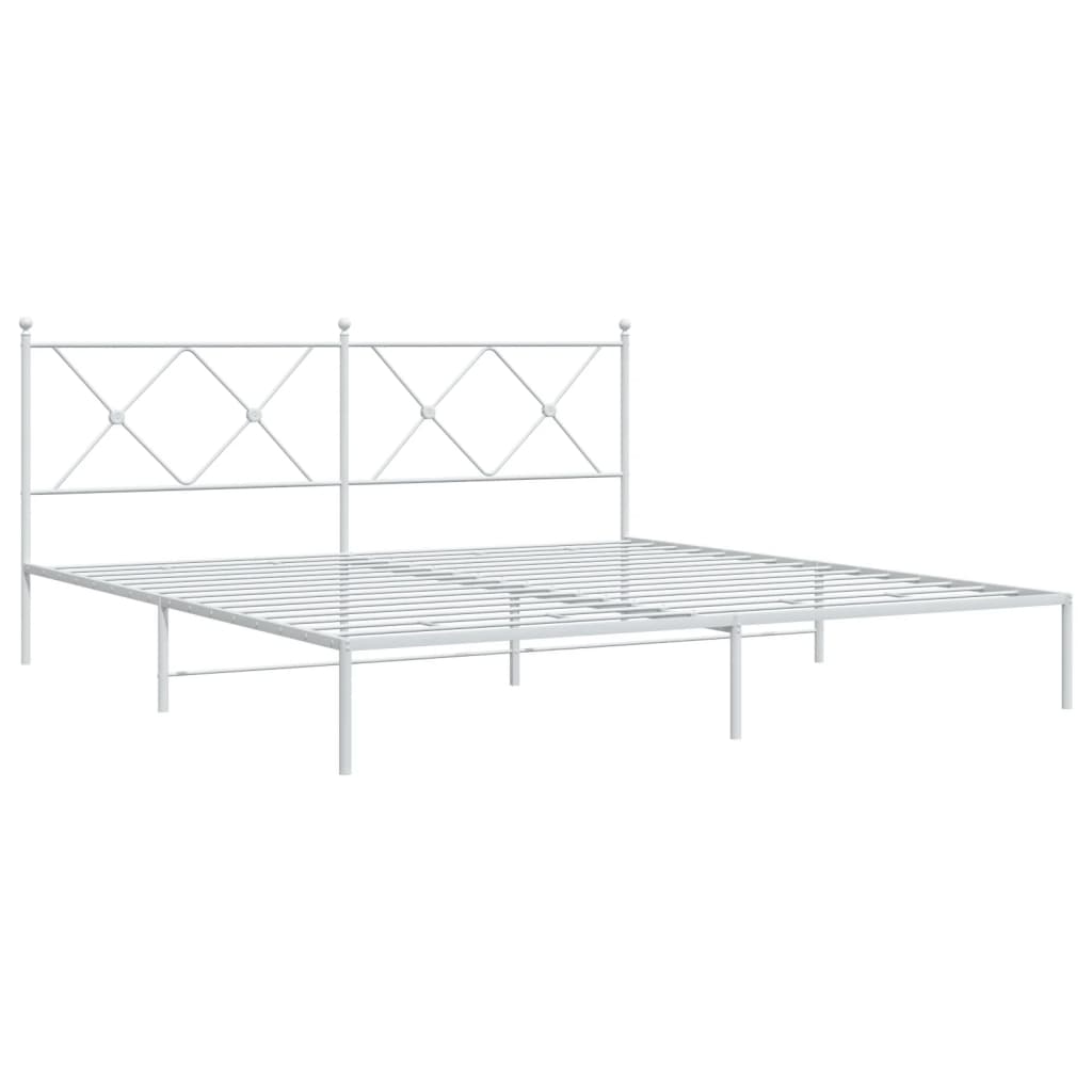 Bedframe met hoofdbord metaal wit 180x200 cm is nu te koop bij PeponiXL, paradijselijk wonen!