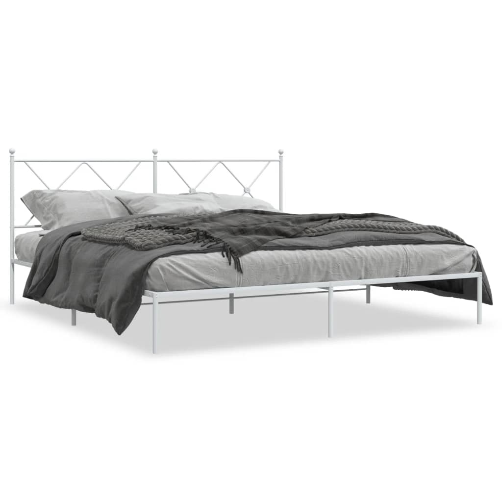 Bedframe met hoofdbord metaal wit 180x200 cm is nu te koop bij PeponiXL, paradijselijk wonen!
