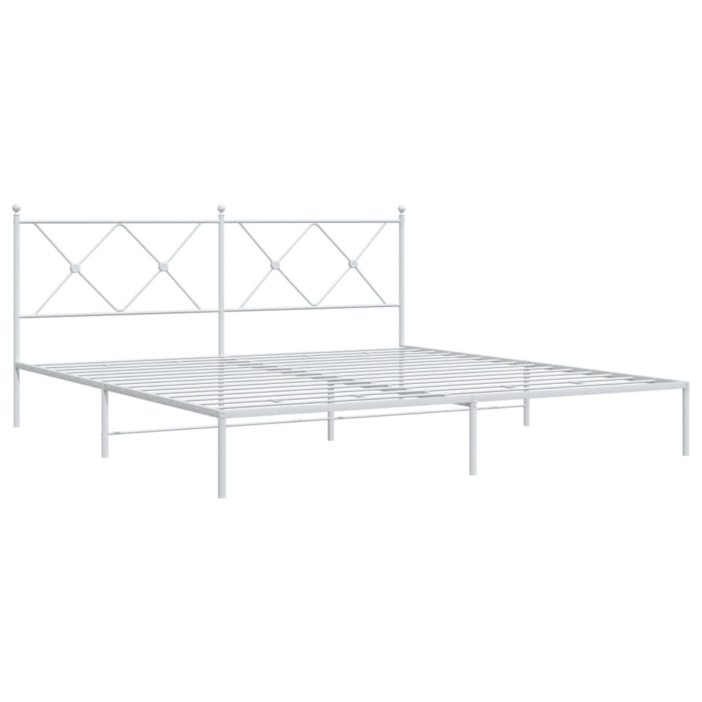 Bedframe met hoofdbord metaal wit 183x213 cm is nu te koop bij PeponiXL, paradijselijk wonen!