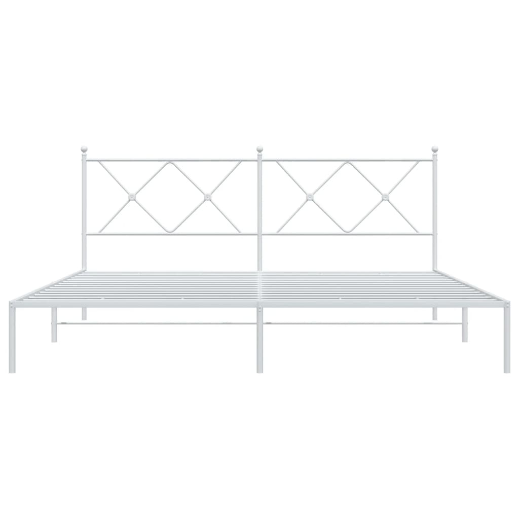Bedframe met hoofdbord metaal wit 183x213 cm is nu te koop bij PeponiXL, paradijselijk wonen!