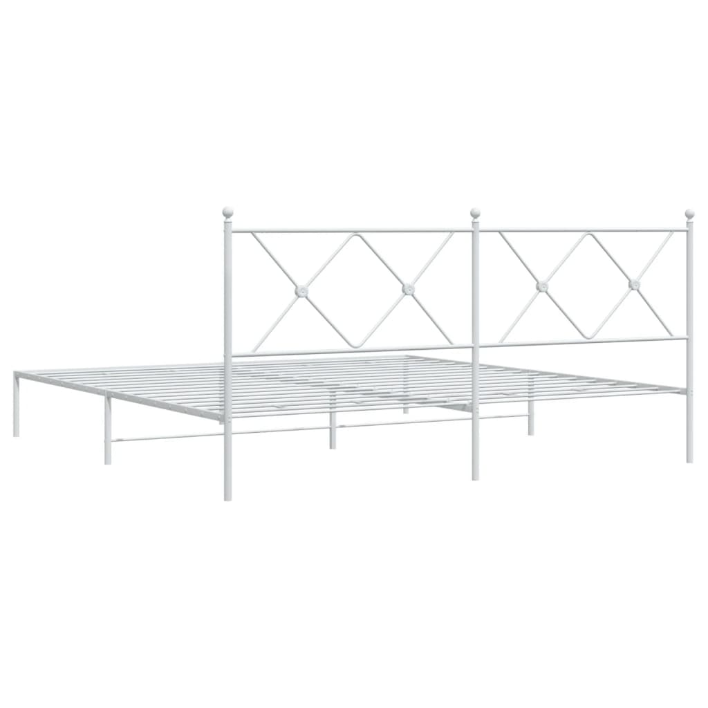 Bedframe met hoofdbord metaal wit 183x213 cm is nu te koop bij PeponiXL, paradijselijk wonen!