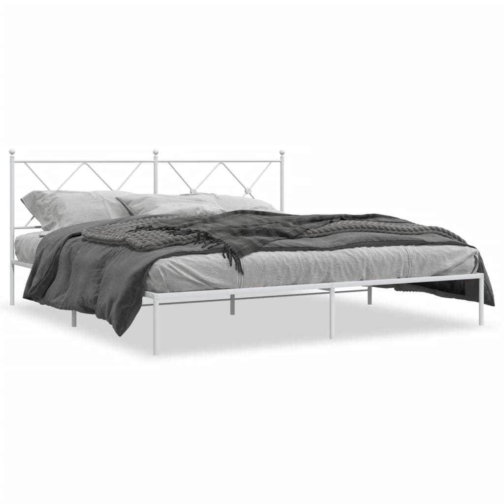 Bedframe met hoofdbord metaal wit 183x213 cm is nu te koop bij PeponiXL, paradijselijk wonen!