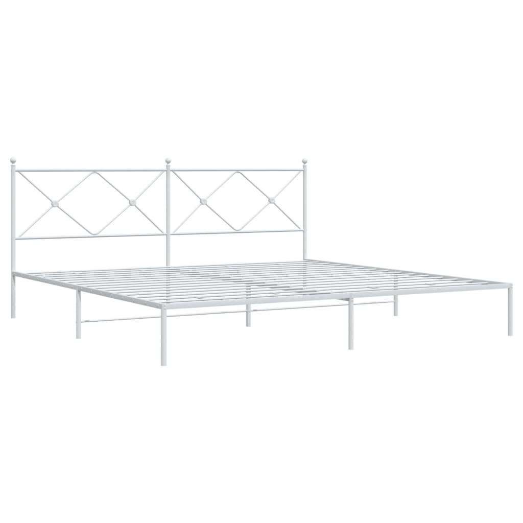 Bedframe met hoofdbord metaal wit 193x203 cm is nu te koop bij PeponiXL, paradijselijk wonen!