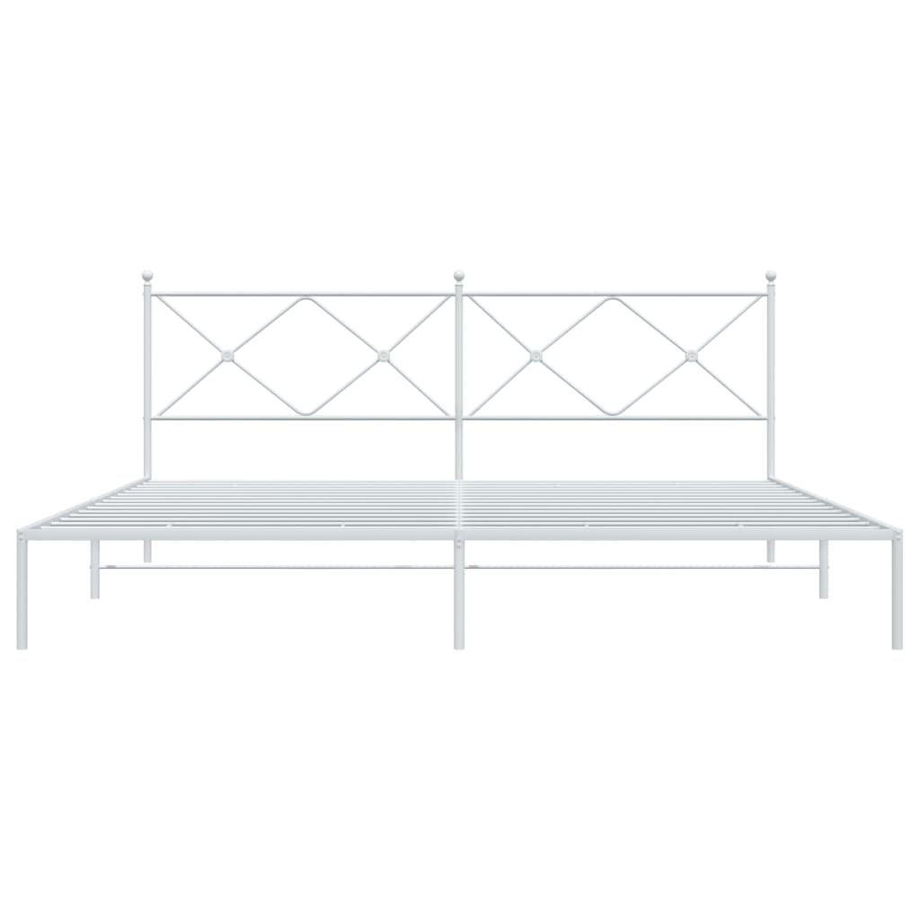 Bedframe met hoofdbord metaal wit 193x203 cm is nu te koop bij PeponiXL, paradijselijk wonen!