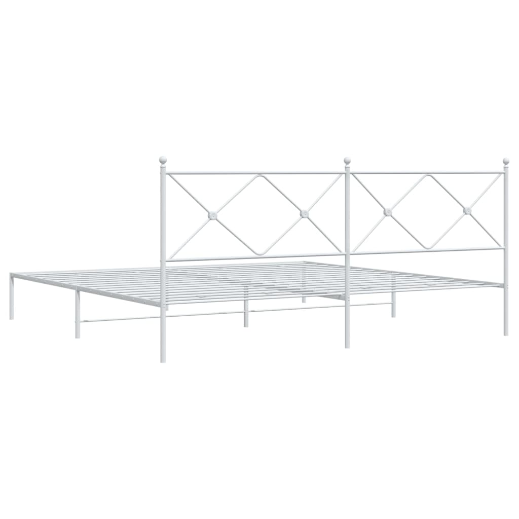 Bedframe met hoofdbord metaal wit 193x203 cm is nu te koop bij PeponiXL, paradijselijk wonen!