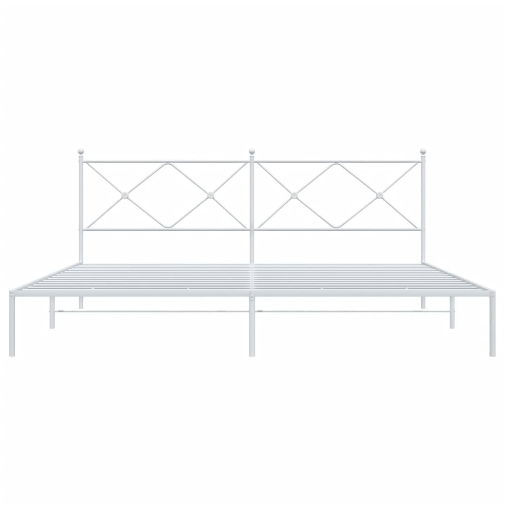 Bedframe met hoofdbord metaal wit 200x200 cm is nu te koop bij PeponiXL, paradijselijk wonen!