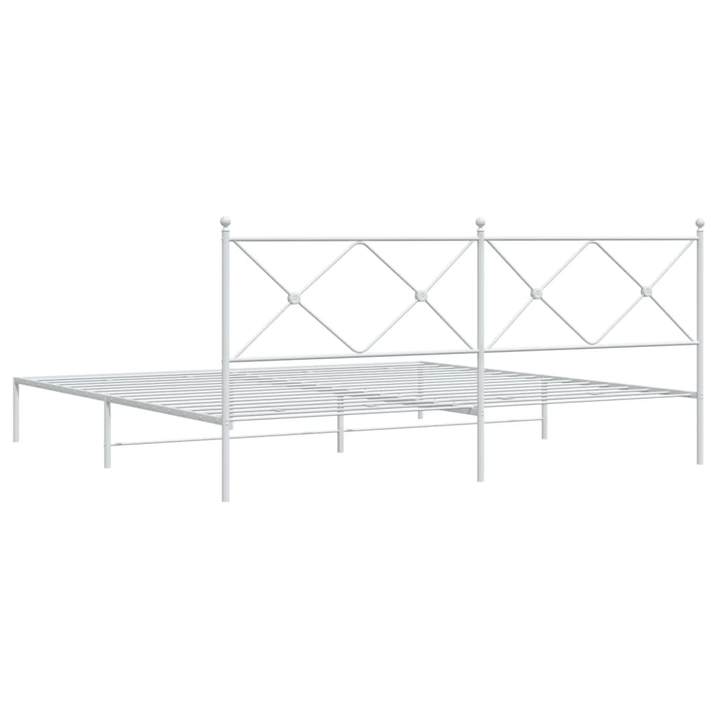 Bedframe met hoofdbord metaal wit 200x200 cm is nu te koop bij PeponiXL, paradijselijk wonen!